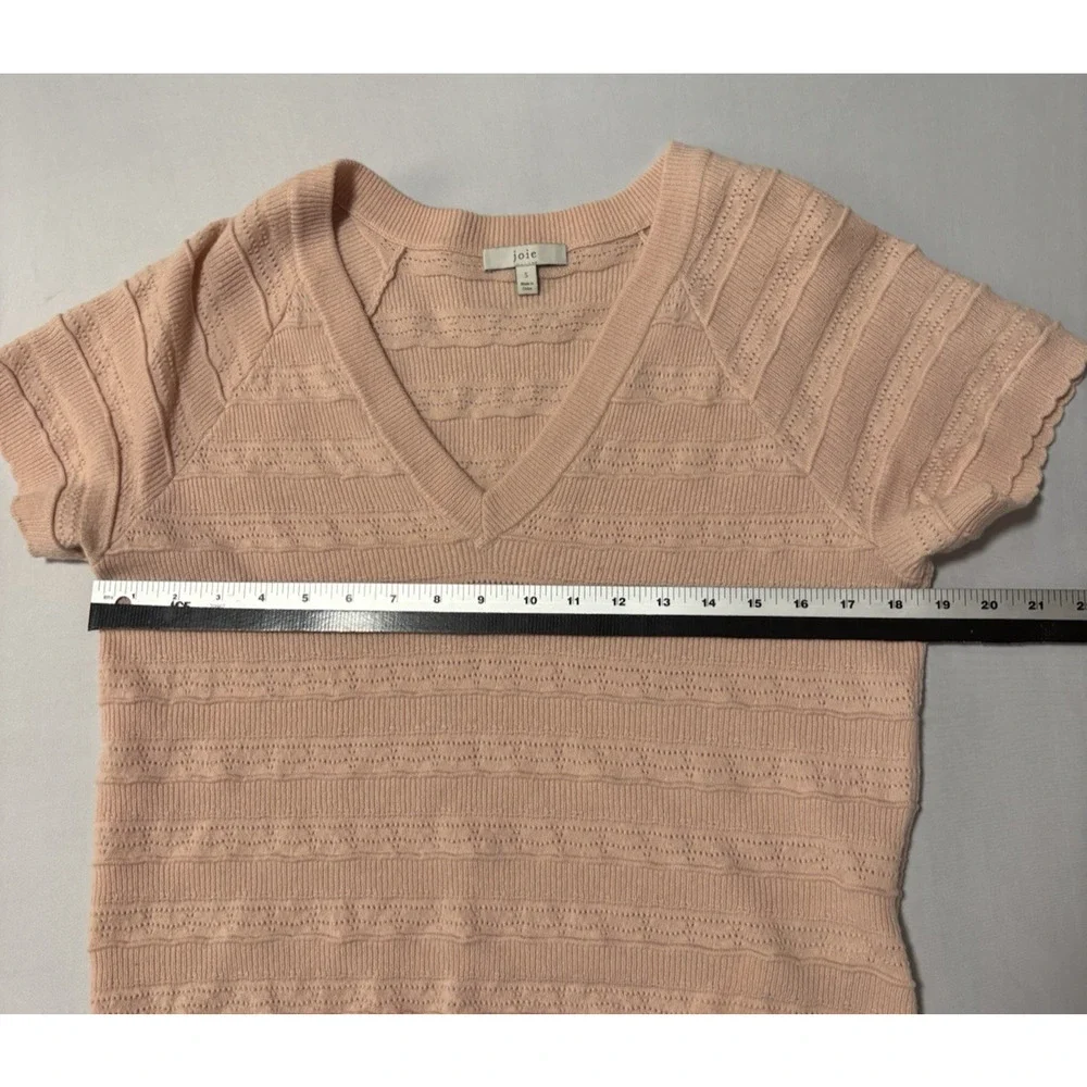 Joie Women's S Soft Pink Short Sleeve 100% Wool Sweater BOHO Pastel Spring Fairy
